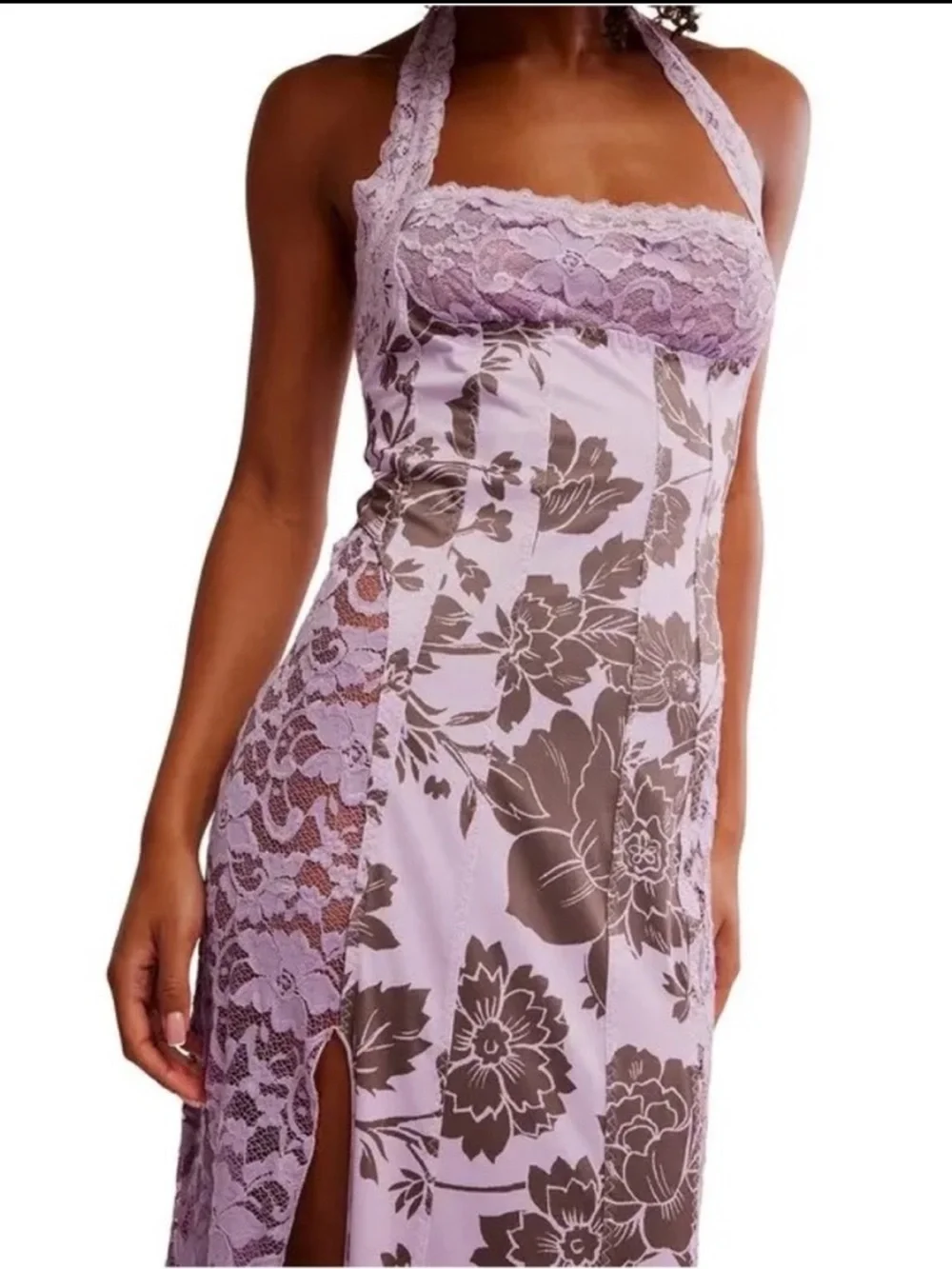 Free People Intimately x Free People Lavender Floral Lace Halter Slip Dress NWT